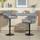  Set od 2 barske stolice retro dizajn podesiva visina izgled flisa siva + crna | shoptok.hr