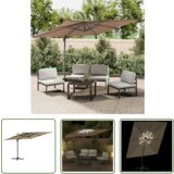  The Living Store LED vrtni senčnik taupe 400×300 cm - LED Vrtni Senčnik, (21742847) Cene