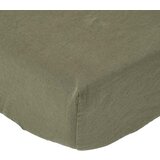 HOMESCAPES lanena ovita rjuha v khaki green s 30 cm globino, 90x190 cm, (20747729) | Shoptok.si