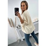 Kesi Cotton blouse with rolled up sleeves light beige | shoptok.hr