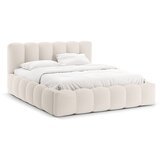 Micadoni Krem tapecirani bračni krevet s prostorom za odlaganje s podnicom 200x200 cm Lupine – | shoptok.hr