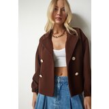 Happiness İstanbul Women's Brown Metal Buttoned Cachet Jacket Cene