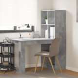 vidaXL Miza s polico s shranjevanjem Betonsko siva 122 x 67 x 145 cm Cene