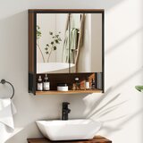 HOMCOM Ogledalna omara MDF, iverna plošča 56D x 20Š x 65V cm Rjava, (5000279374) | Shoptok.si