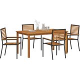  Vrtni set za objed 5 kom. Crna Čvrsto drvo akacije 150 x 90 x 74 cm | Shoptok.si