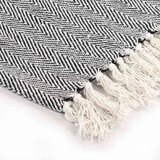  Pamučni pokrivač s uzorkom riblje kosti 125 x 150 cm modri | shoptok.hr