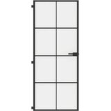 vidaXL Sobna vrata tanka crna 83 x 201 5 cm kaljeno staklo i aluminij | shoptok.hr