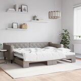 vidaXL Izvlečna dnevna postelja taupe 90x200 cm blago | Shoptok.si