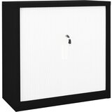 vidaXL Omara z drsnimi vrati črna in bela 90x40x90 cm jeklo Cene