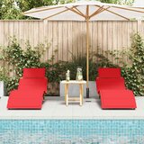  Ležaljka za sunčanje 2 pcs Crvena Čvrsto drvo akacije | Eponuda.com