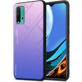  ohišje, združljiv z xiaomi v roza - modri - dvobarvni zaščitni pokrov iz silikona tpu in hrbta iz kaljenega stekla, (20591316) | Shoptok.si