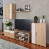 Kondela Dnevni regal, hrast sonoma/bel, KEVIN | Shoptok.si