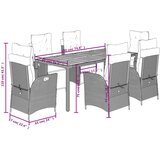  7-dijelni vrtni blagovaonski set s jastucima crni od poliratana | shoptok.hr