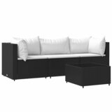 Maison Chic Seti vrtnega pohištva - Vrtna garnitura - Vrtni pohištvo set 4-delna z blazinami črn poli ratan, (21817023) | Shoptok.si