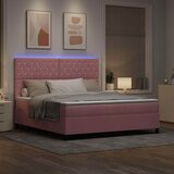  LED Box Spring Krevet s madracem Ružičasta 180 x 200 cm Baršun | shoptok.hr