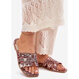 Boto Decorated Flat Sandals Burgundy Anniles | shoptok.hr