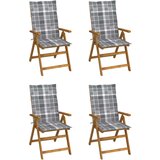 Maison Chic Vrtni stoli - Stol za vrt 4 kosi z blazinami trden akacijev les JS1614, (21878362) | Shoptok.si