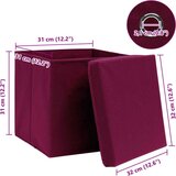  Kutije za pohranu s poklopcima 10 kom tamnocrvene 32x32x32 cm | shoptok.hr