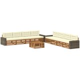 vidaXL Zunanja garnitura za sedenje 9 pcs Naravna in smetana Poliester, (5000280743) | Shoptok.si