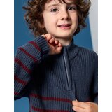 Sinsay Pamučni džemper half-zip na pruge | shoptok.hr