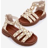 Boto Girls Gladiator Sandals With Gold Detail Beige Vesira | ePonuda.com