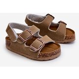 Boto Children's Sandals on Cork Platform with Velcro Closure in Khaki Rorria | ePonuda.com