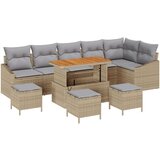  10-dijelni vrtni kauč set s jastučićima bež Poly Rattan akacija 2-sjedalo vrtni kauč s jastučićima bež Poly Rattan 4-dijelni v Cijene