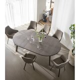 Rowico Tamno smeđi okrugao proširiv blagovaonski stol u dekoru hrasta ø 130 cm Glenside – | shoptok.hr