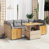  7-dijelni set vrtnih sofa s jastucima bež od poliratana bagrem | shoptok.hr