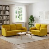  Set sofe 2 pcs Žuta Baršun - Žuta 2-sjedalo (120 cm) + 3-sjedalo | shoptok.hr