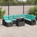  9-dijelni set vrtnih sofa poliratan i bagrem s jastucima sivi | shoptok.hr