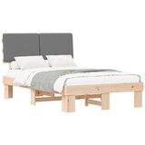 vidaXL Posteljni okvir z oblazinjenim vzglavjem Svetlo siva, (5000102039) | Shoptok.si