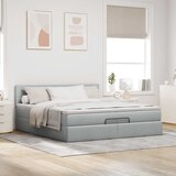  Otomanski krevet s madracem svjetlosivi 200x200 cm tkanine | shoptok.hr