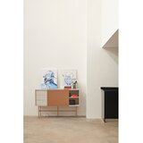 Teulat Opečnato oranžna/bež nizka komoda z drsnimi vrati 140x91 cm Nube – | Shoptok.si