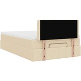 vidaXL Otomanski posteljni okvir z vzmetnico krem 120x190 cm blago, (21608620) | Shoptok.si