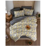 Mila Home Rumena/siva posteljnina za zakonsko posteljo/podaljšana z rjuho/4-delna 200x220 cm Leaves – | Shoptok.si