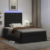 vidaXL Otomanski posteljni okvir z vzmetnico črn 120x190 cm um. usnje | Shoptok.si