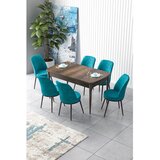 Hanah home Set Trpezarijski sto i 6 stolica Zen, tirkizno-smeđa | Eponuda.ba