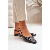 Boto Glossy Ballerinas On Low Heel With Open Heel Black Kairael | ePonuda.com