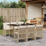 vidaXL 7-dijelni vrtni blagovaonski set od poliratana s jastucima bež | shoptok.hr