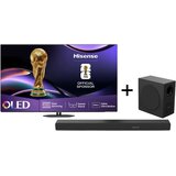 Hisense televizor 55A85Q 55", oled, 4K uhd, 120 hz, smart, vidaa os, crni + soundbar sa subwooferom HS3100, 300W/180W, bluetooth, crni Cene