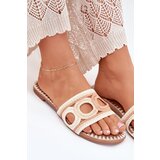 Boto Crocheted women's slippers on a flat heel beige Nirina | Shoptok.si