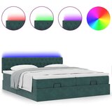  Otomanski posteljni okvir z vzmetnicami zelen 200x200cm žamet, (21873204) | Shoptok.si