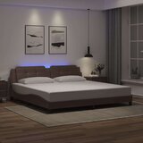  Posteljni okvir z LED lučkami rjav 200x200 cm umetno usnje, (21095131) | Shoptok.si