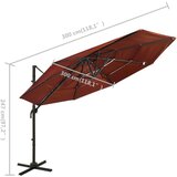  Suncobran s 4 razine i aluminijskom šipkom terakota 3 x 3 m | shoptok.hr
