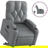 Maison Chic Električni naslanjač - Relax naslanjač s funkcijo vstajanja sivo umetno usnje, (22062264) | Shoptok.si