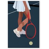  Slika - Female Tennis Player With a Red Racket on the Court - Graphics 40x60 Standard | shoptok.hr