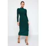 Trendyol Emerald Green Stand-Up Collar Fitted/Situated Maxi Stretch Knit Dress | shoptok.hr