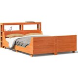 vidaXL Posteljni okvir brez vzmetnice voščeno rjav 135x190 cm borovina | Shoptok.si
