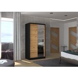 ADRK Klizni ormar s ogledalom BAROS, 100 cm - CRNA-HRAST | shoptok.hr